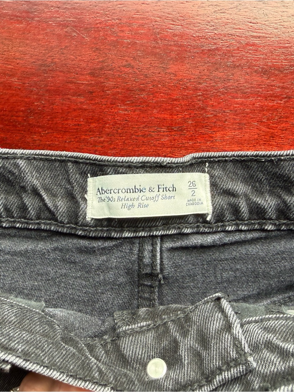 Abercrombie & Fitch Women's Gray Distressed Denim Cutoff Shorts - Picture 3 of 3